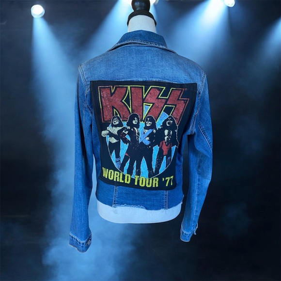 Kensie Jackets & Blazers - KISS World Tour '77 Custom Denim Jacket One of a Kind | Size S